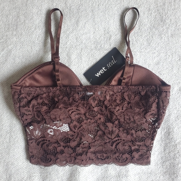NWT Lace Floral Padded Bralette Bustier Style Crop Top - Picture 3 of 13